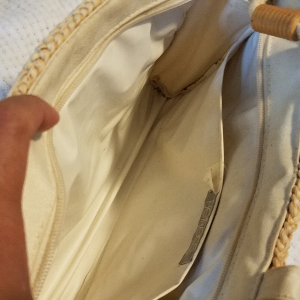 Vintage Heiress straw woven tan shoulder floral bag wn - Picture 5 of 14